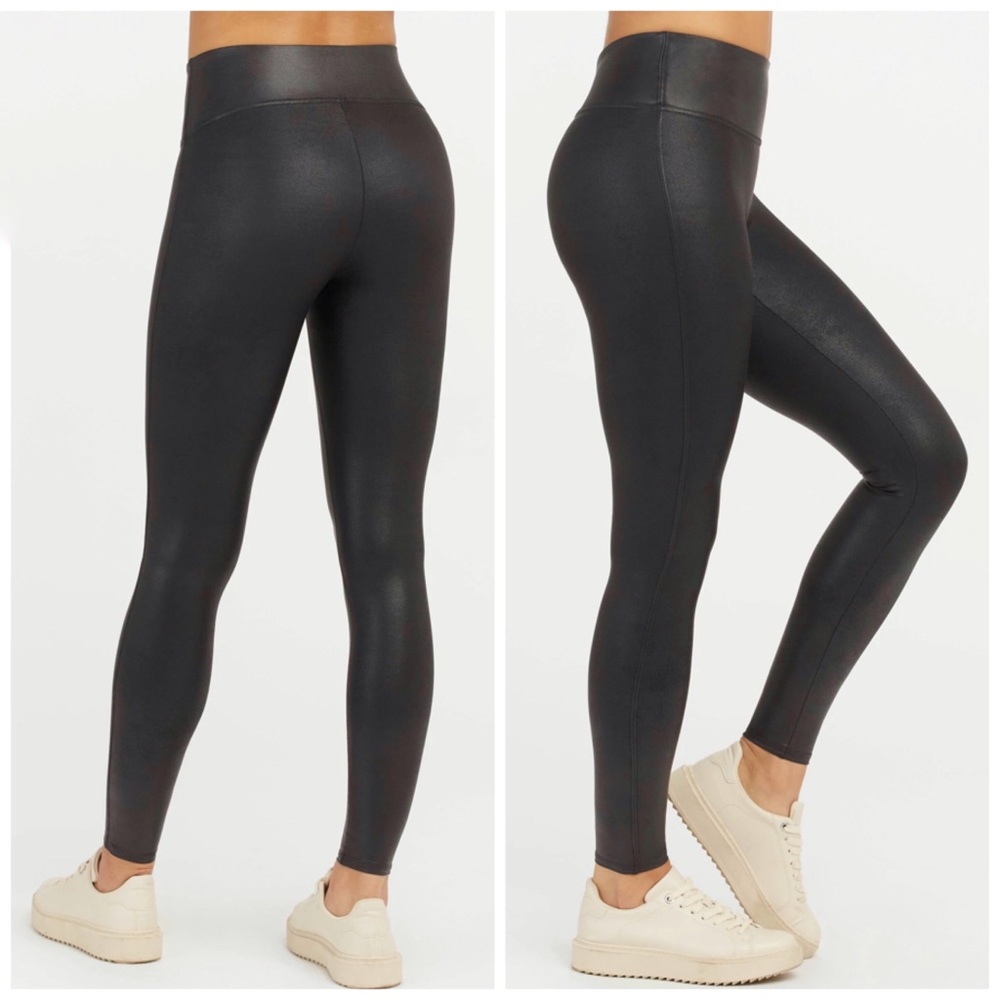 Spanx Faux Leather Leggings Tights Black Size Small